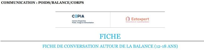 Outil : Fiche de conversation autour de la balance (12 - 18 ans)